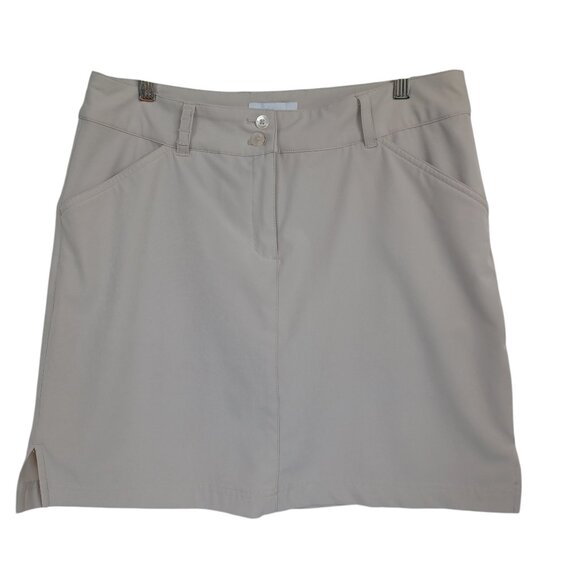 Callaway Golf Skort Beige Neutral Zip Front Skirt Built In Under Shorts Womens 8 - Picture 10 of 10